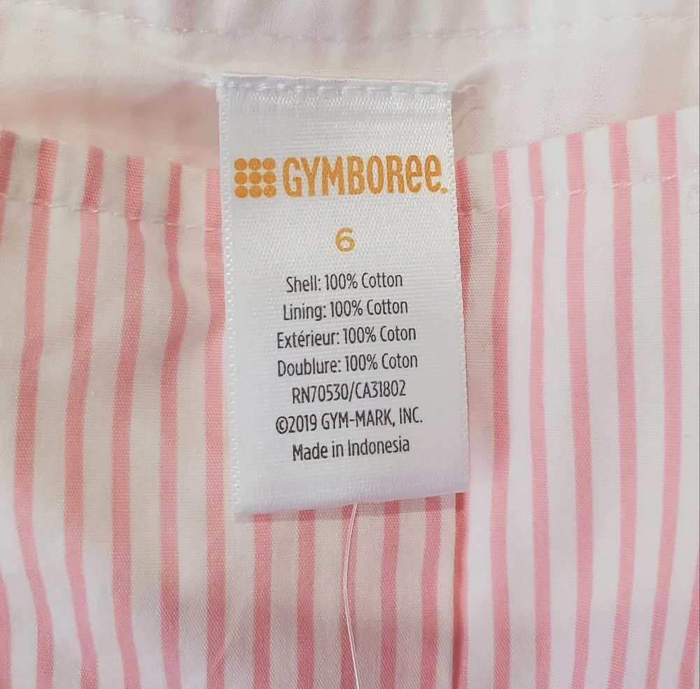 Gymboree Girls Pink Striped Sleeveless Jumpsuit Size 6 New